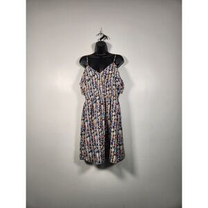 J.CREW MERCANTILE Floral Cold Shoulder Dress Women 12 Black Multi Ruffle Boho